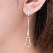 Circular Sector-Shaped Diamond Drop Earrings