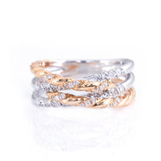Double Twisted Cross Diamond Ring