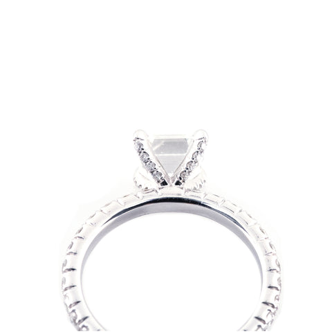 Four-Diamond Prong Pavé Engagement Ring (Mounting)