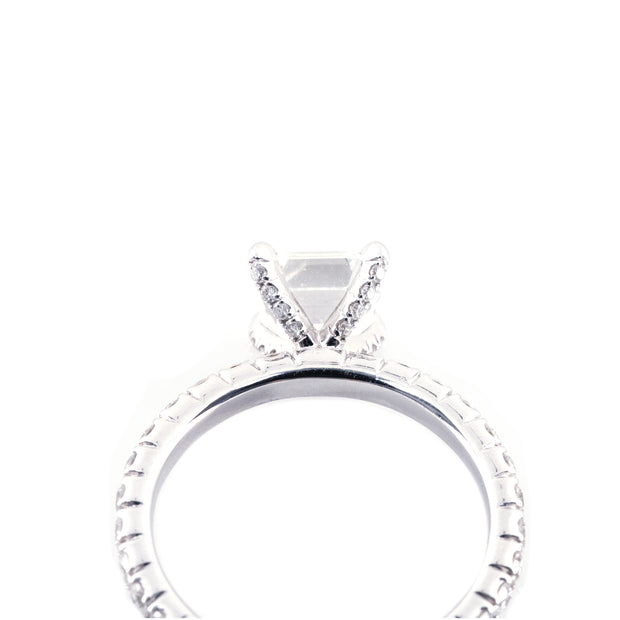Four-Diamond Prong Pavé Engagement Ring (Mounting)
