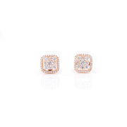 Square-Shaped Diamond Halo Earrings