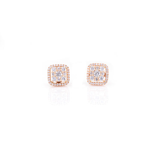 Square-Shaped Diamond Halo Earrings