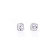 Square-Shaped Diamond Halo Earrings