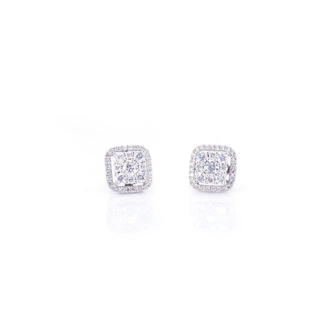 Square-Shaped Diamond Halo Earrings