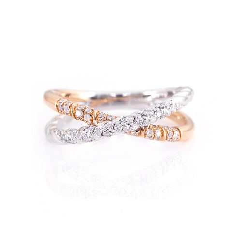 Twisted Cross Diamond Ring
