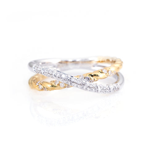 Twisted Cross Diamond Ring