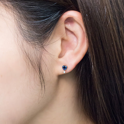 Heart In Blue Earrings with Diamond