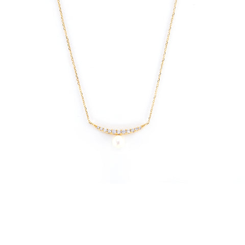 Water Pearl and Diamond Necklace
