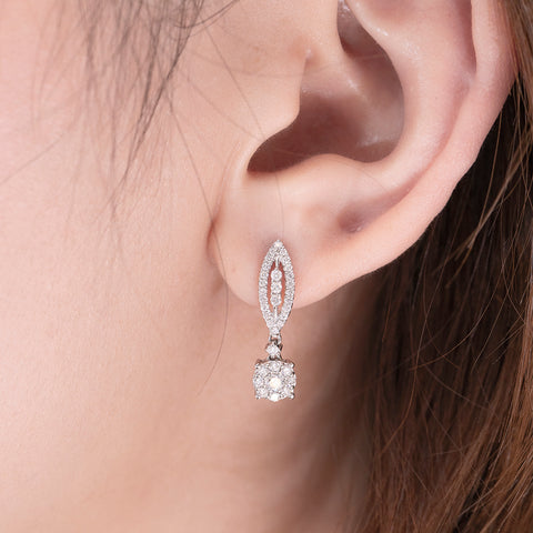 White Gold Diamond Pendant Earrings