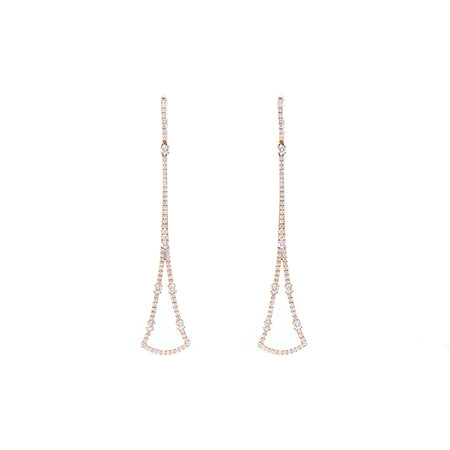 Circular Sector-Shaped Diamond Drop Earrings