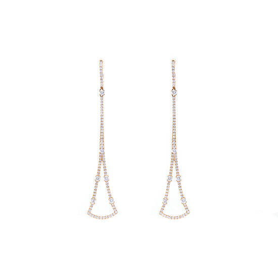 Circular Sector-Shaped Diamond Drop Earrings