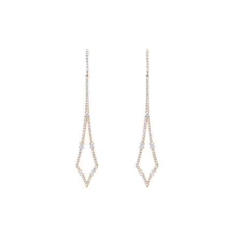 Diamond-Shaped Diamond Drop Earrings