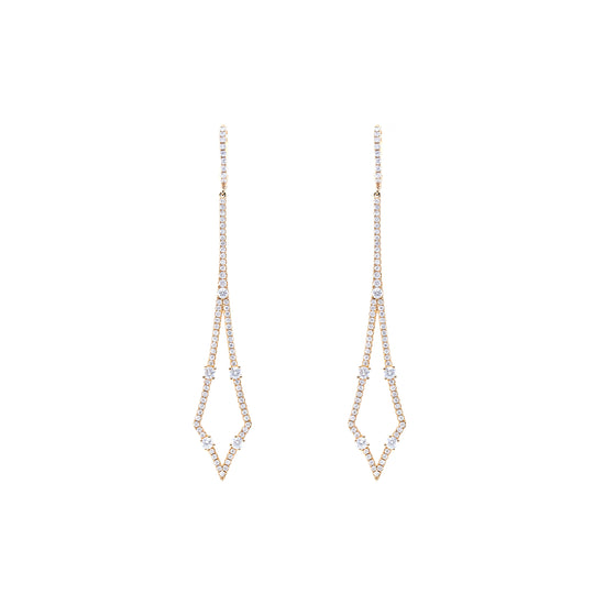 Diamond-Shaped Diamond Drop Earrings