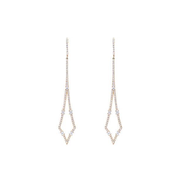 Diamond-Shaped Diamond Drop Earrings