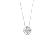 Rhombus-Shaped Diamond Necklace with Removable Pendant