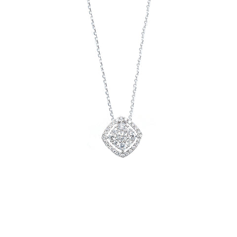 Rhombus-Shaped Diamond Necklace with Removable Pendant