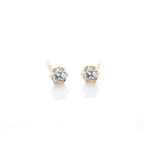 18K Solitaire Diamond Earrings