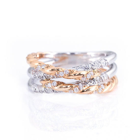 Double Twisted Cross Diamond Ring