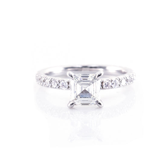 Four-Diamond Prong Pavé Engagement Ring (Mounting)