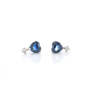 Heart In Blue Earrings with Diamond