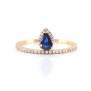 Pear-Shaped Sapphire Halo Pave Ring