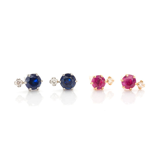 Ruby/ Sapphire with Diamond Earrings